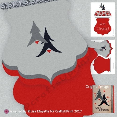 Red & Black Art Deco Christmas Trees Shaped Card Making Mini Kit