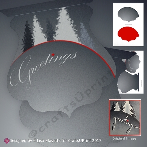 Red & Black Art Deco Christmas Forest Shaped Card Making Mini Kit