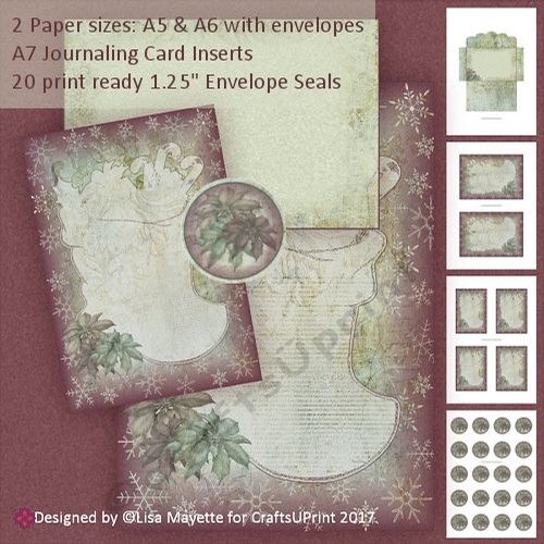 Rococo Poinsettias Christmas A5 & A6 Stationery Set