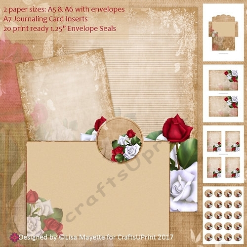 Red & White Roses Golden Christmas A5 & A6 Stationery Set