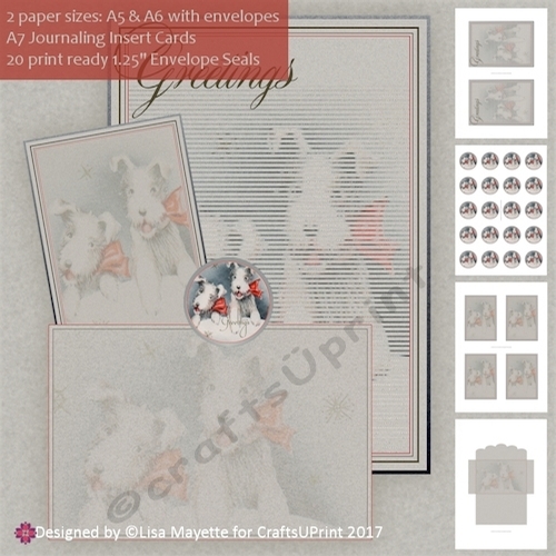 Red & Black Art Deco Christmas Dogs A5 Stationery Set