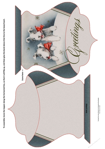 Red & Black Art Deco Christmas Dogs Quick Card