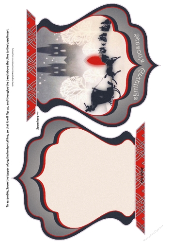 Red & Black Art Deco Christmas Carriage Ride Quick Card