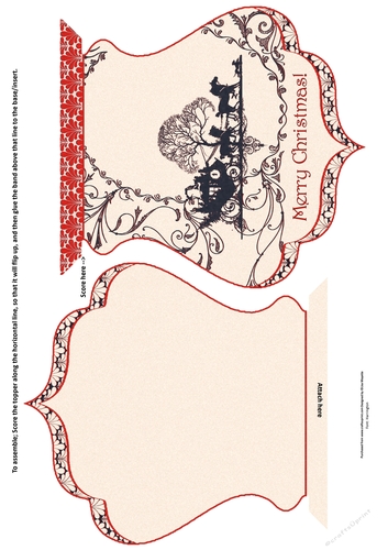 Red & Black Art Deco Christmas Carriage Ride Quick Card