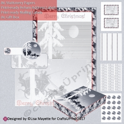 Red & Black Art Deco A6 Christmas Buggy Stationery Kit
