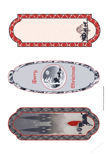 Red & Black Art Deco Christmas Carriages Bookmarks Set of 3