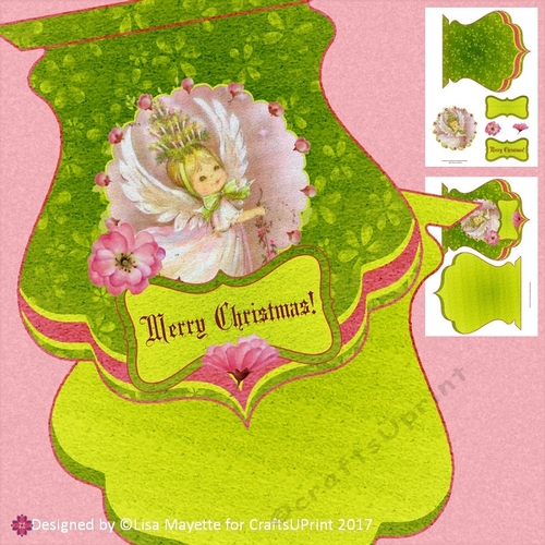 Vintage Christmas Angel Decoupage Qua-trefoil Shaped Card Kit
