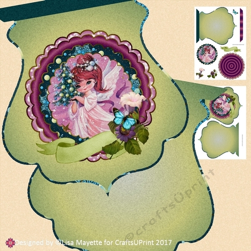 Vintage Pink Angel Decoupage Qua-trefoil Shaped Card Kit