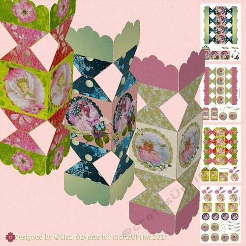 Vintage Pink Angels Christmas Cracker Box Kit with Gift Tags