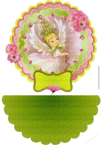 Vintage Christmas Angel Decoupage Wobble Card Quick Card Topper & Base
