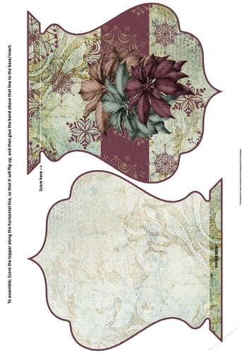 Rococo Poinsettias Christmas Qua-trefoil Shaped Quick Card Topper & Insert