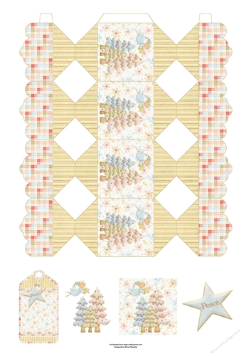 3D Pastel Christmas Angel & Trees Cracker Box with Gift Tag