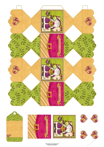 3D Holiday Greetings Decoupage Christmas Santa Cracker Box with Gift Tag