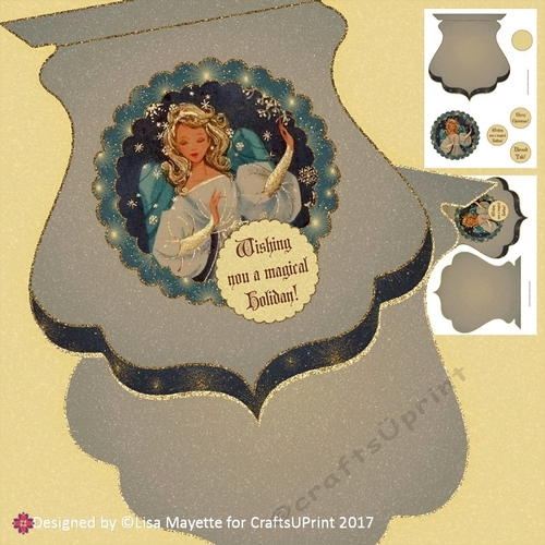 Vintage Angel Magic Decoupage Qua-trefoil Shaped Card Kit
