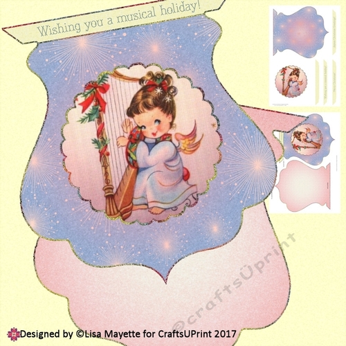 Vintage Cute Angel Decoupage Qua-trefoil Shaped Card Kit