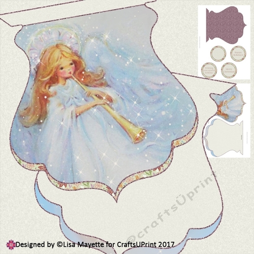 Vintage Winter Angel Qua-trefoil Shaped Card Kit