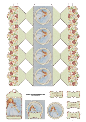3D Vintage Winter Angel Cracker Box with Gift Tag