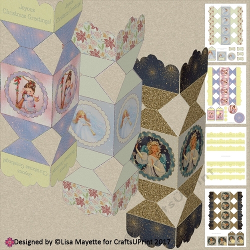 3D Vintage Victorian Angel Cracker Boxes with Gift Tags