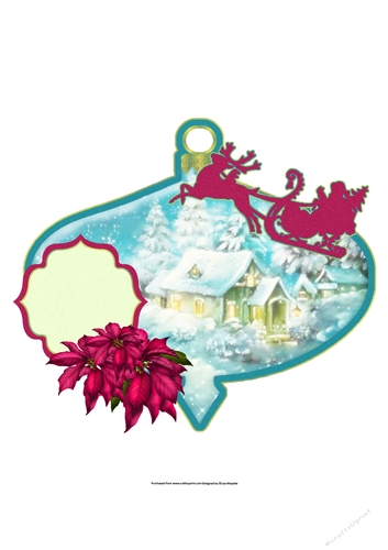 Vintage Christmas Scene Ornament Shaped Quick Card