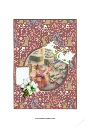 Vintage Bunnies Christmas Scene A5 Quick Card
