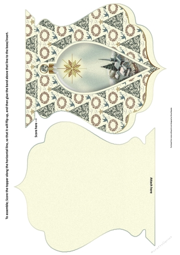 Vintage Religious Christmas Scene Qua-trefoil Shaped Quick Card