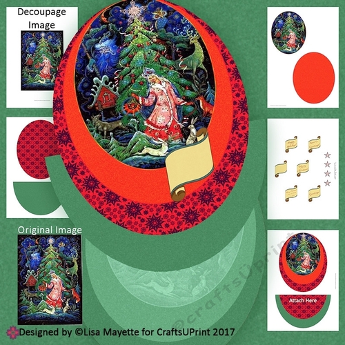 Vintage Russian Christmas Tree Decoupage Wobble Card Making Kit