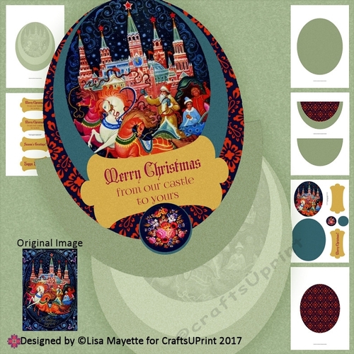 Vintage Russian Christmas Castle Wobble Card Making Kit