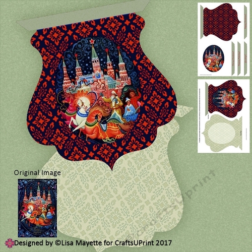Vintage Russian Christmas Castle Qua-trefoil Shaped Card Making Kit