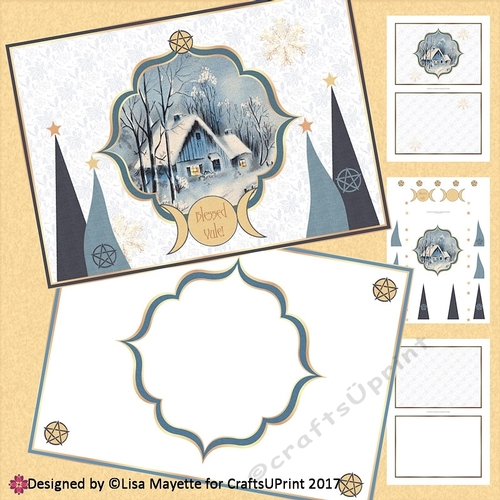 Vintage Blue Solstice Decoupage Yule Card Making Kit