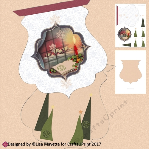 Vintage Yule Ritual Decoupage Qua-trefoil Shaped Card Making Kit