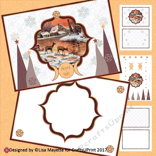 Vintage Solstice Sunset Decoupage Yule Card Making Kit