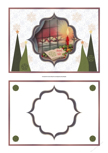 Vintage Yule Ritual Blessed Yule 5x7 Quick Card with Insert