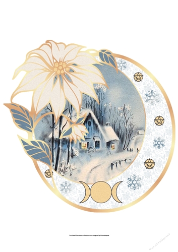Vintage Blue Solstice Poinsettia Shaped Oval Quick Card