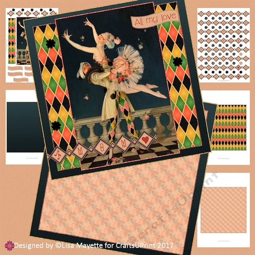 Art Deco Pierrot & Pierrette All Occasion Decoupage Card Making Kit