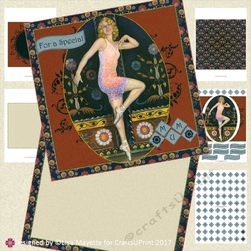Art Deco Lady Ballet Dancer All Occasion Decoupage Card Making Kit