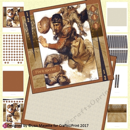 Vintage Art Deco Men Rugby All Occasion Decoupage Card Making Kit