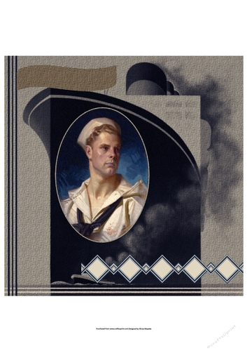 Vintage Art Deco Men Navy All Occasion Quick Card Topper