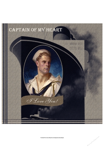 Vintage Art Deco Men Captain of My Heart All Occasion Quick Card Topper