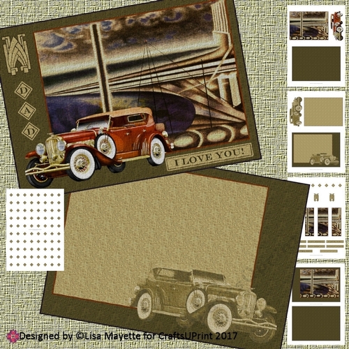 Vintage Art Deco Men Antique Car All Occasion Card Making Kit