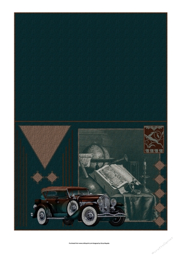 Vintage Art Deco Men Green Antique Car Cut & Fold Quick Card