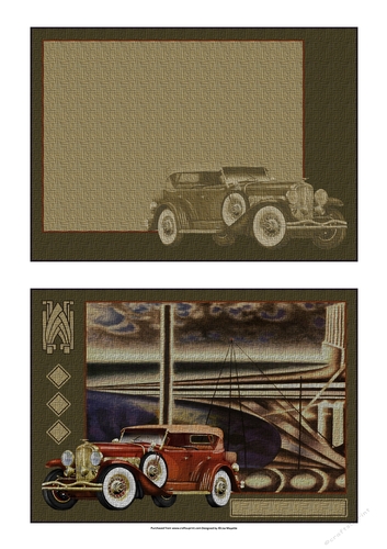 Vintage Art Deco Men Antique Car Quick Card Topper with Insert