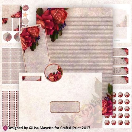 Autumn Bouquet Romantic Roses A5 Stationery Set