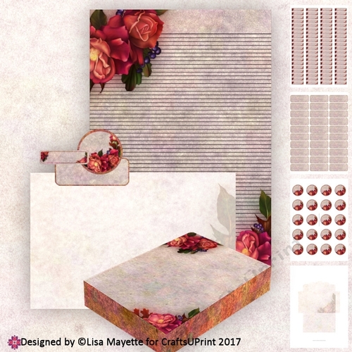 Autumn Bouquet Romantic Roses A6 Stationery Kit