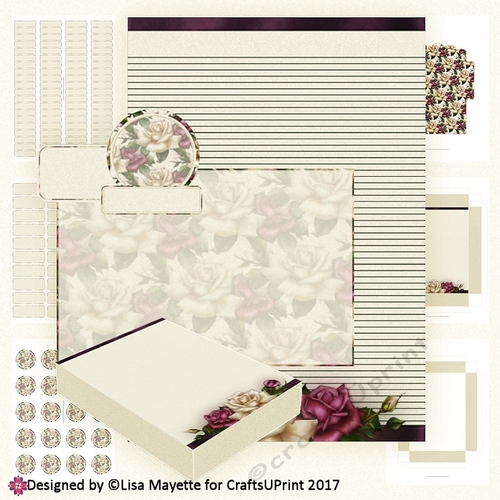Ivory Burgundy Roses A6 Stationery Kit