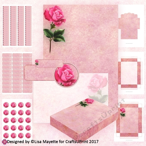 Hot Pink Rose A6 Stationery Kit