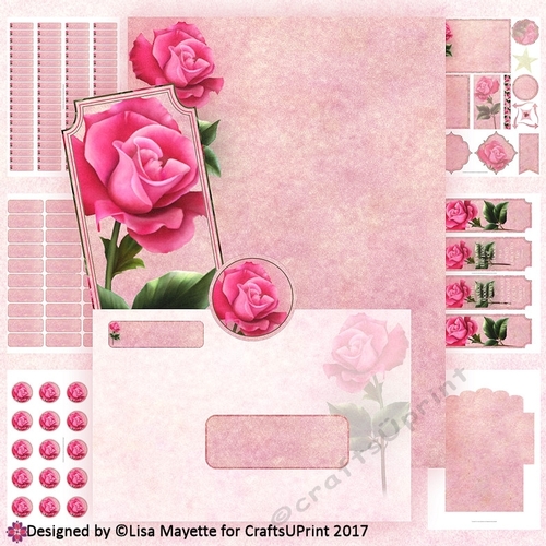 Hot Pink Rose A5 Stationery Set