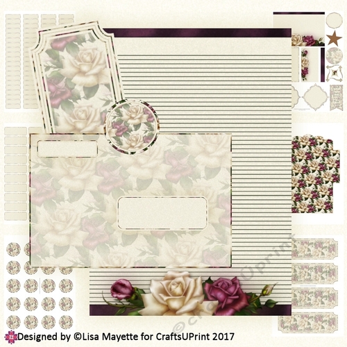 Ivory Burgundy Rose A5 Stationery Set