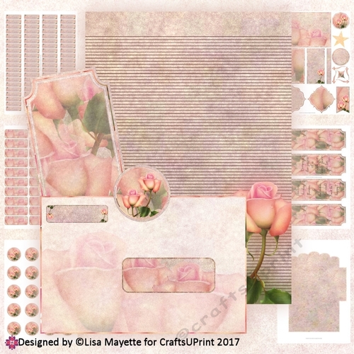 Peach Downton Rose A5 Stationery Set