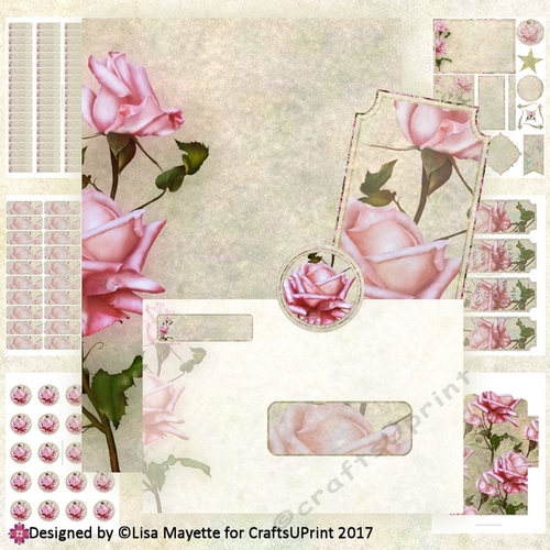 Pink Cameo Roses A5 Stationery Set
