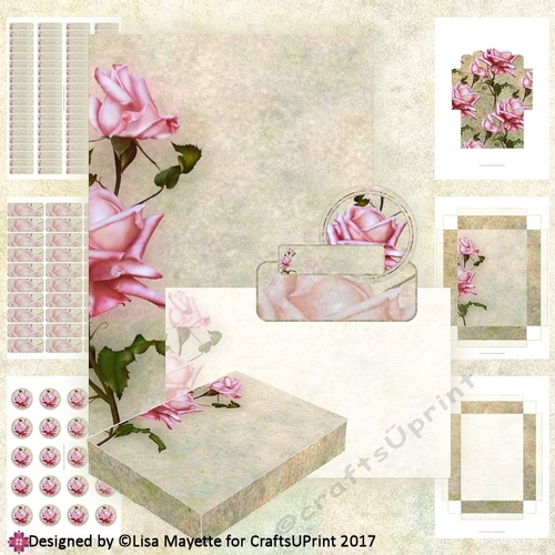 Pink Cameo Roses A6 Stationery Kit